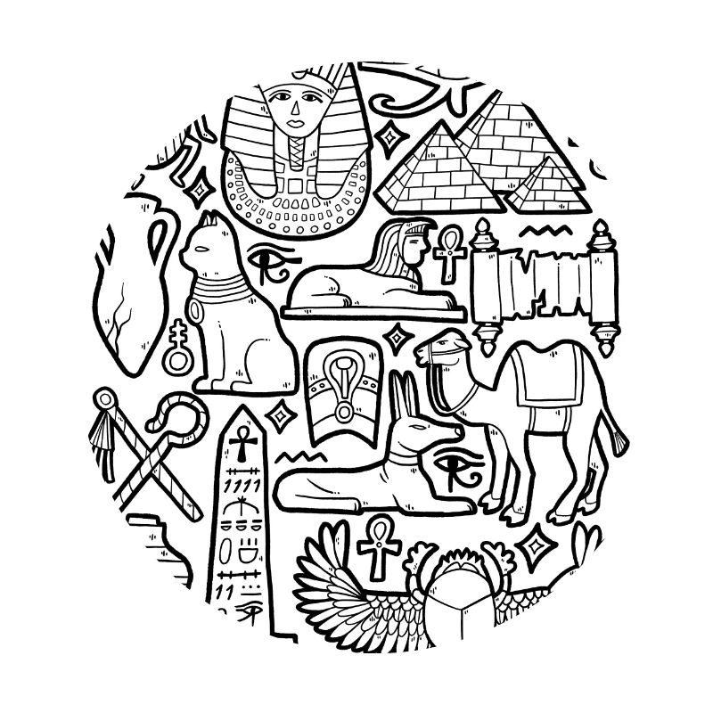 Egypte Doodles Pyramide Pharaon Sphinx Le Caire