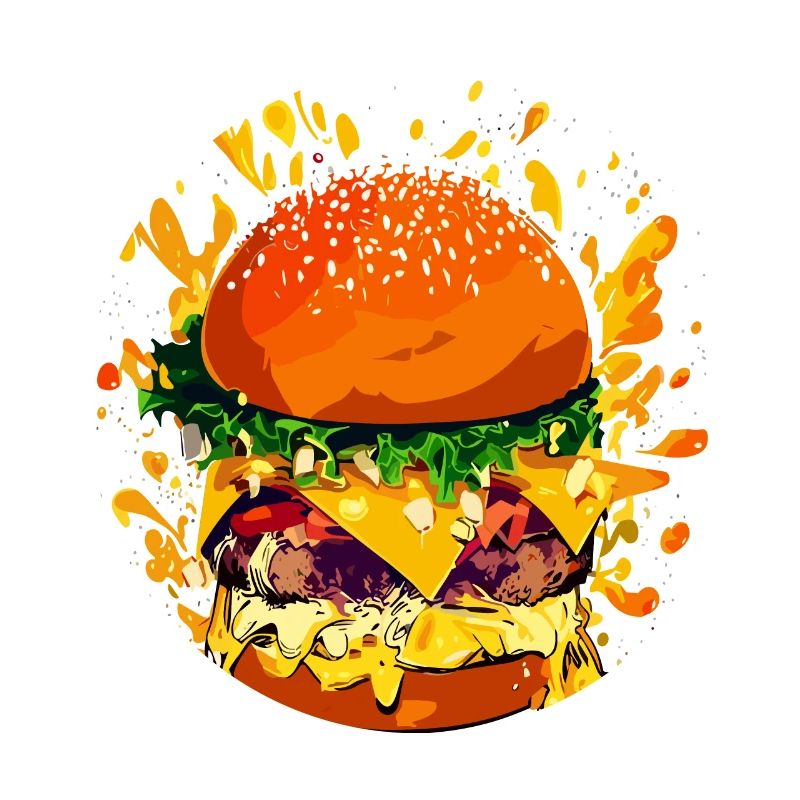 Extravaganter Cheeseburger mit Käse Splatter