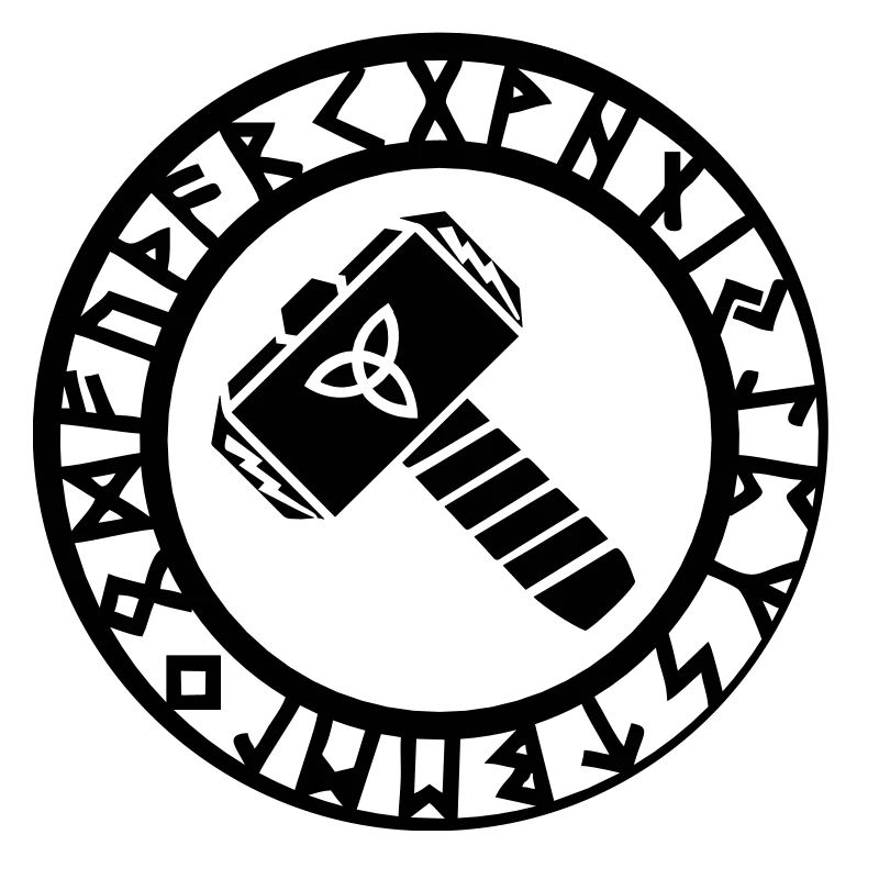 Mjölnir Thorshammer in the Futhark Runic Circle