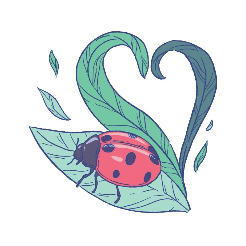 Cute ladybug on leaf