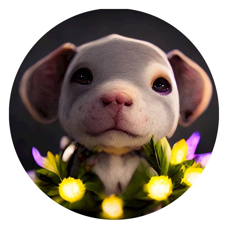 petit pit-bull mignon avec des fleurs