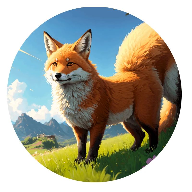 Red Foxes Art with Straw Hat Cute Red Fox Lover