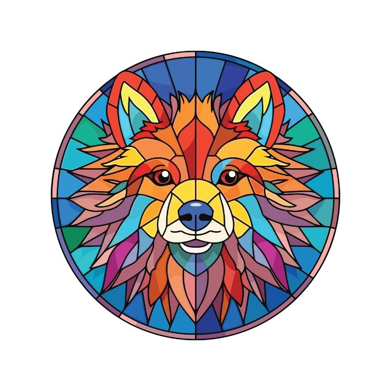 Indischer Spitz Hunderasse Aquarell Illustration