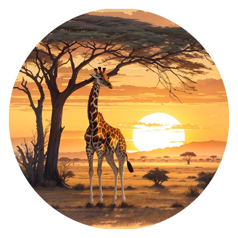 GIRAFE AU COUCHER DU SOLEIL