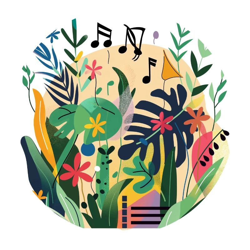 Plantes et musique - Impression de mode de haute qualité