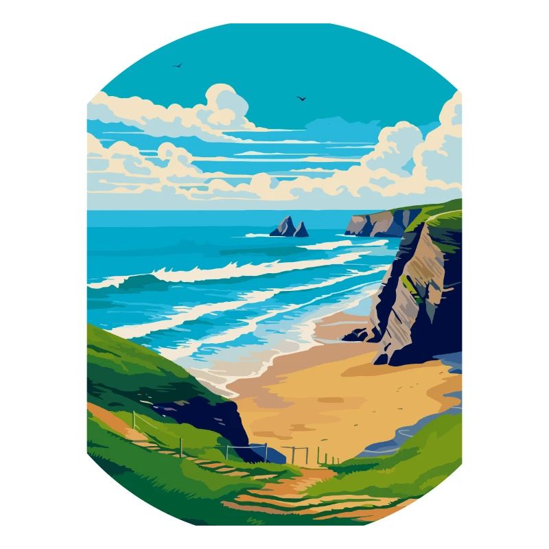 Bedruthan Steps Cornouailles Angleterre Royaume-Uni Affiche de voyage