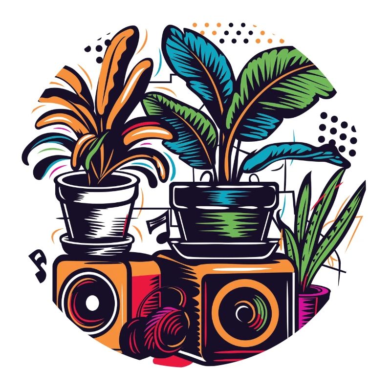 Plantes et musique - Impression de mode de haute qualité