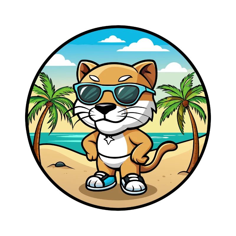 Bébé Chat Race Dessin Animé Lunettes De Soleil Plage