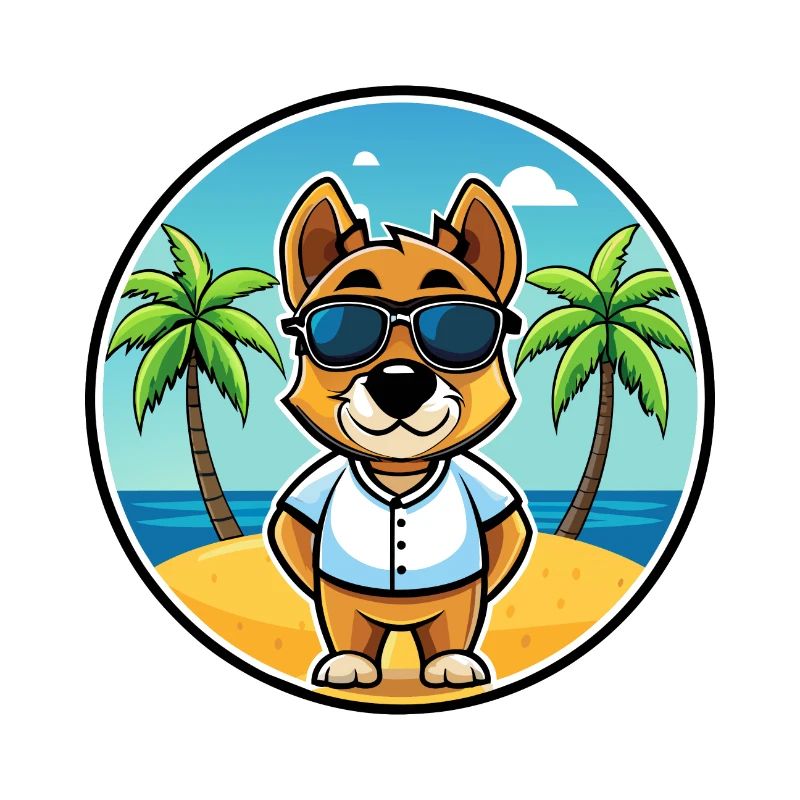 Sporting Lucas Terrier Hunderasse Cartoon Beach