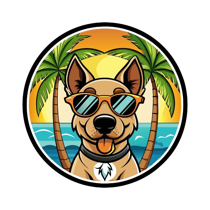 Deutscher Jagdterrier Hunderasse Cartoon Beach