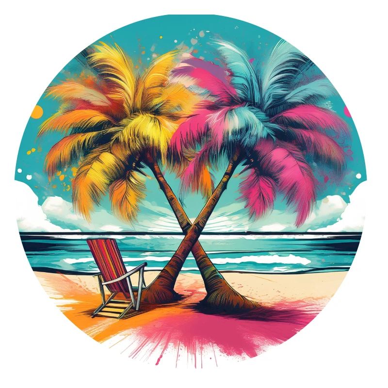Vibrant Palm Trees on a Tropical Beach