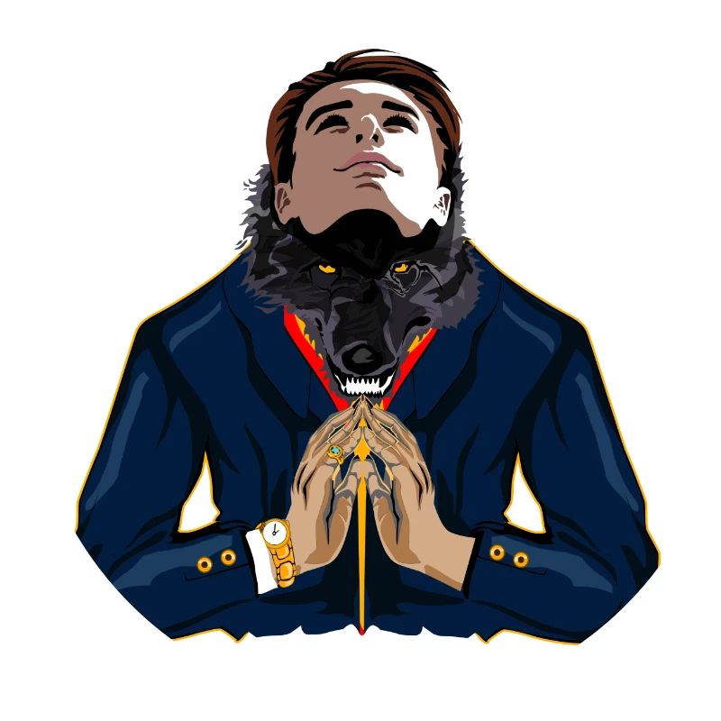 A man / wolf with two faces design