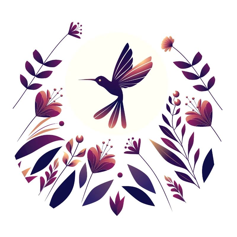 Colibri dans le champ de fleurs