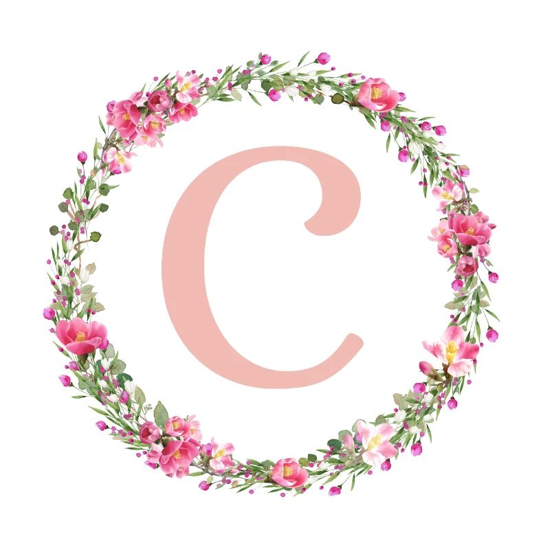 C Monogram, Couronne de fleurs, Personnalisable