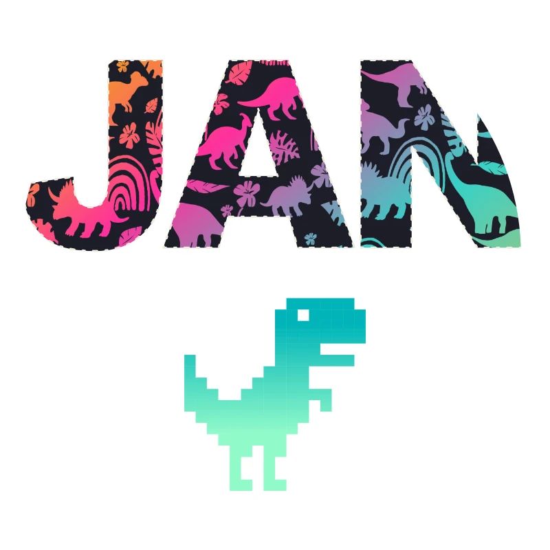 JAN - Beautiful boy name with dinosaur