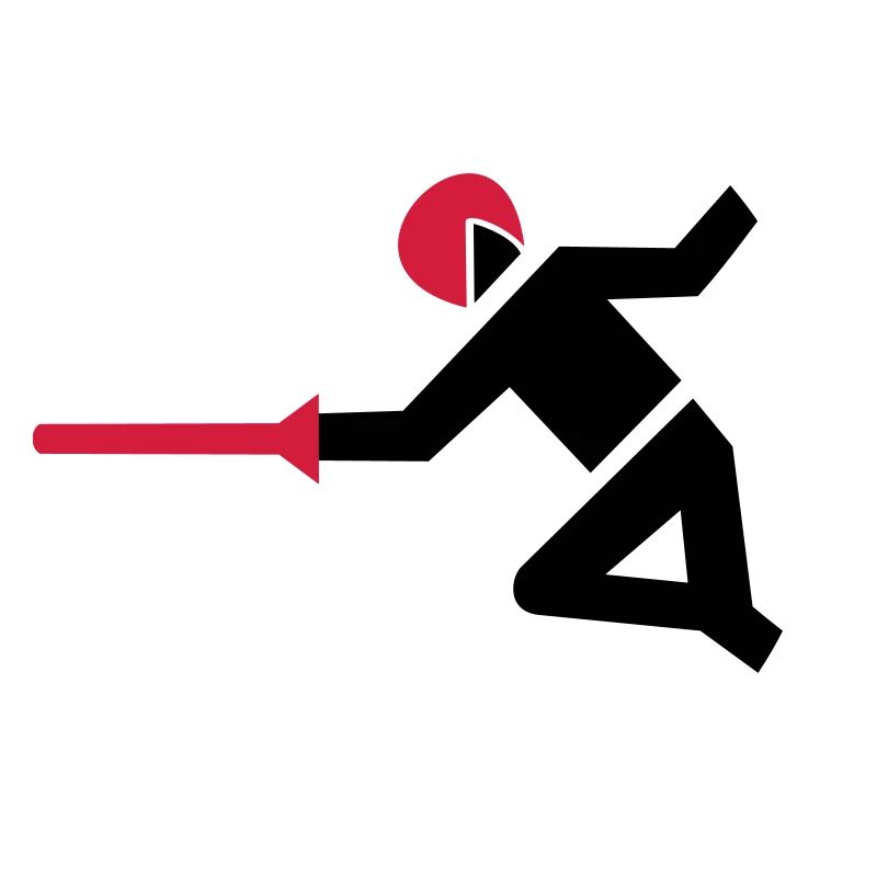 Fechter mit Degen in Angriffsposition