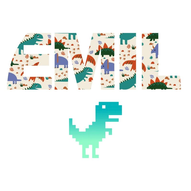 EMIL - Beautiful boy name with dinosaur