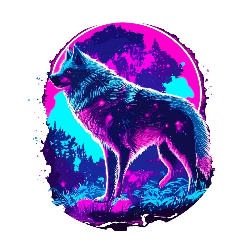 Wolf’s Art Synthwave Néon Psychédélique