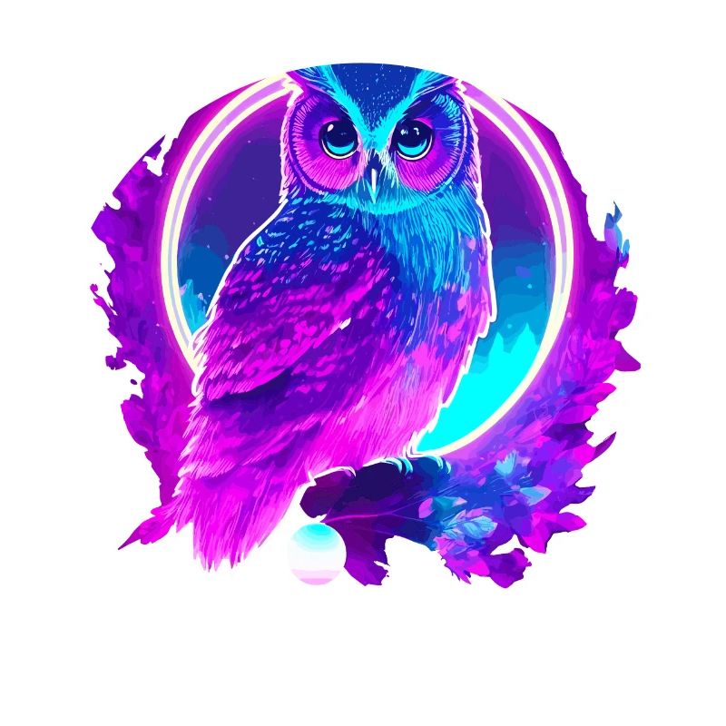 Owl Neon Moon Synthwave