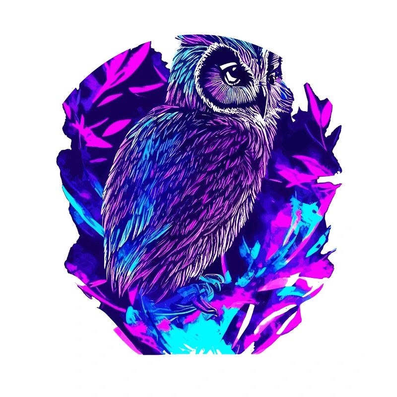Neon Eule Psychedelische Eulen Kunst