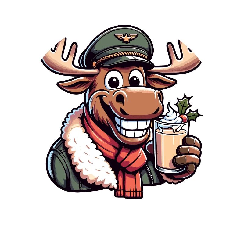 Moose Rudolph Pilot Pilot Hat boit du lait de poule