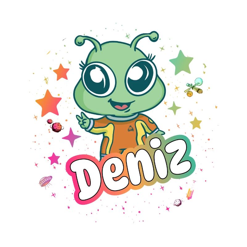 DENIZ - Beau nom de garçon avec un extraterrestre mignon