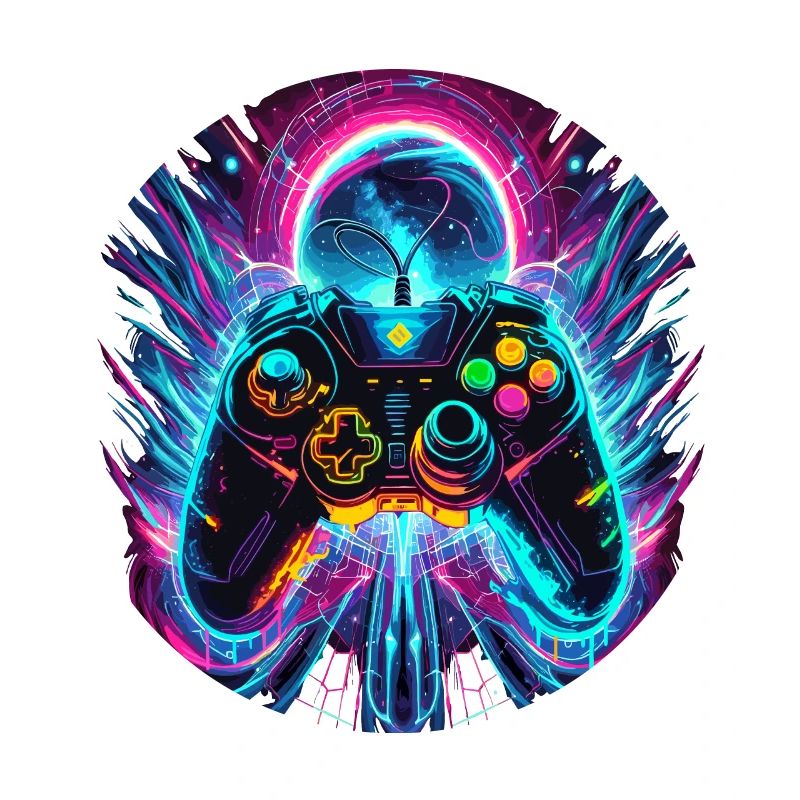 Vibrant Neon Retro Gaming Controller