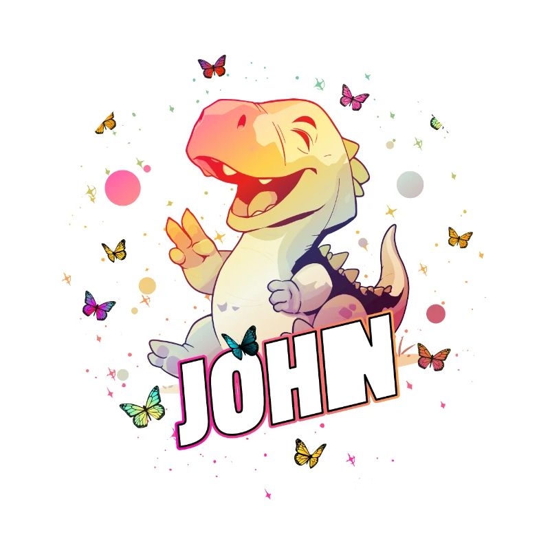 JOHN - Beau nom de garçon avec mignon DINO T-REX