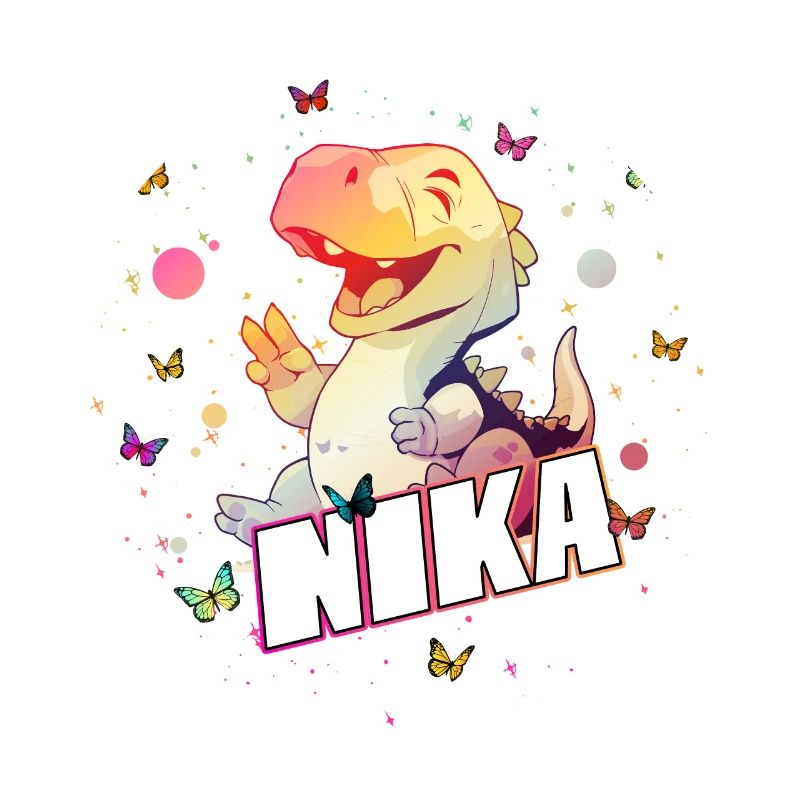 NIKA - Beau nom de garçon avec mignon DINO T-REX