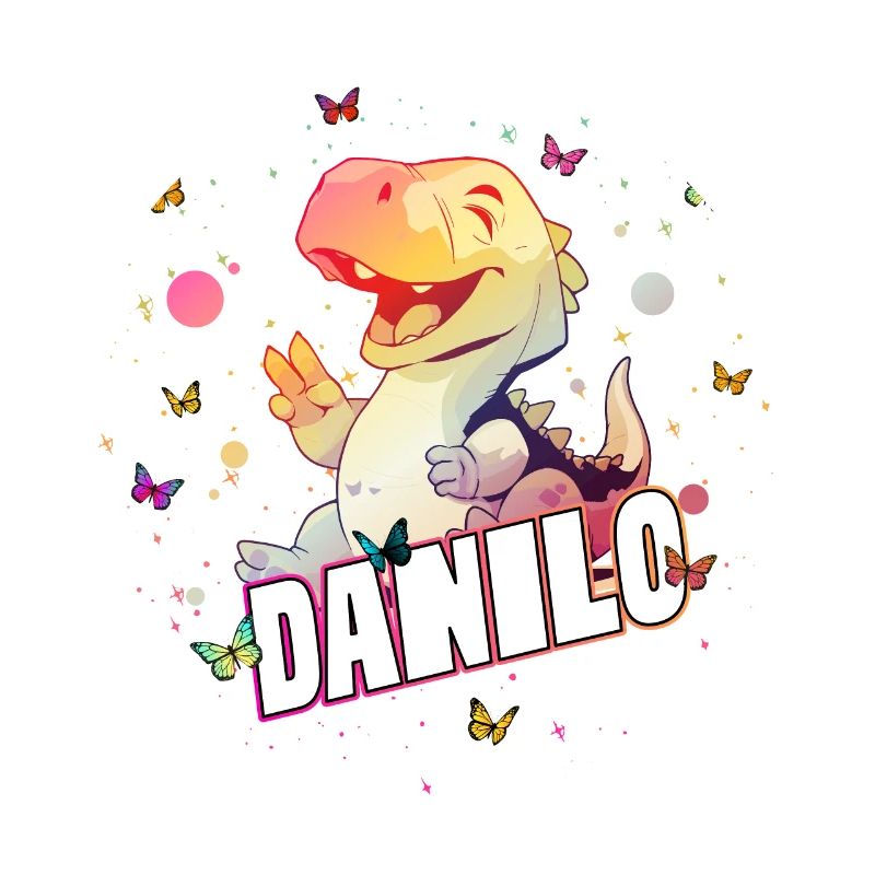 DANILO - Beau prénom de garçon avec mignon DINO T-REX