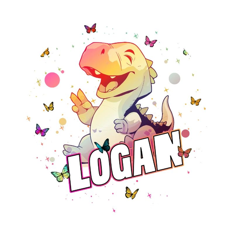 LOGAN - Beau nom de garçon avec mignon DINO T-REX