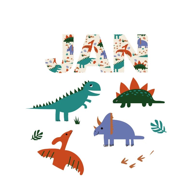 JAN - Beautiful boy name with dinosaur