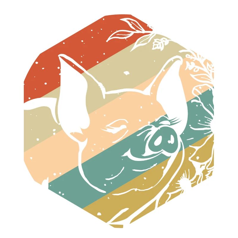 Joyeuses fleurs de cochon vintage rétro