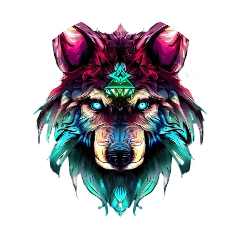 Mystic Wolf Synthwave Wolf Head