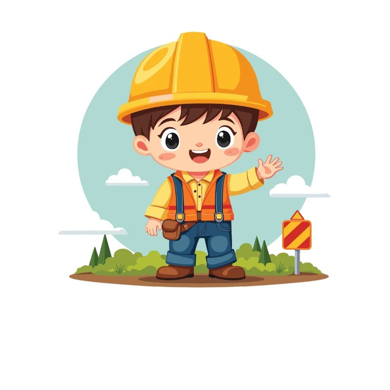 Construction Worker Design – Cute Motif for Kids