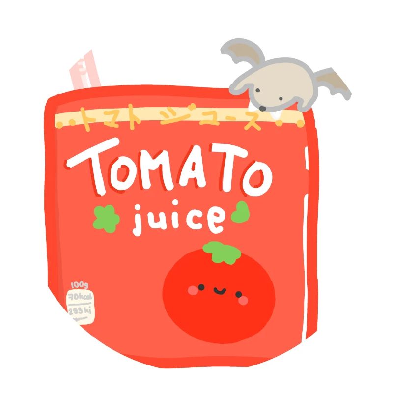 Tomato juice with bat on top
