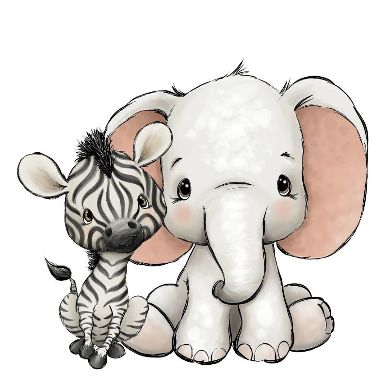 Elefant und Zebra