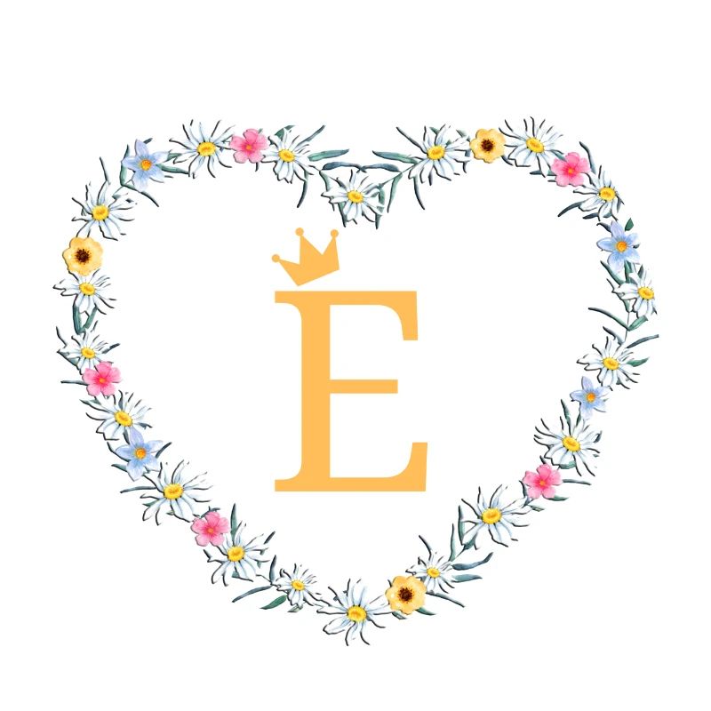 Buchstabe E, Monogramm, Herz, personalisierbar