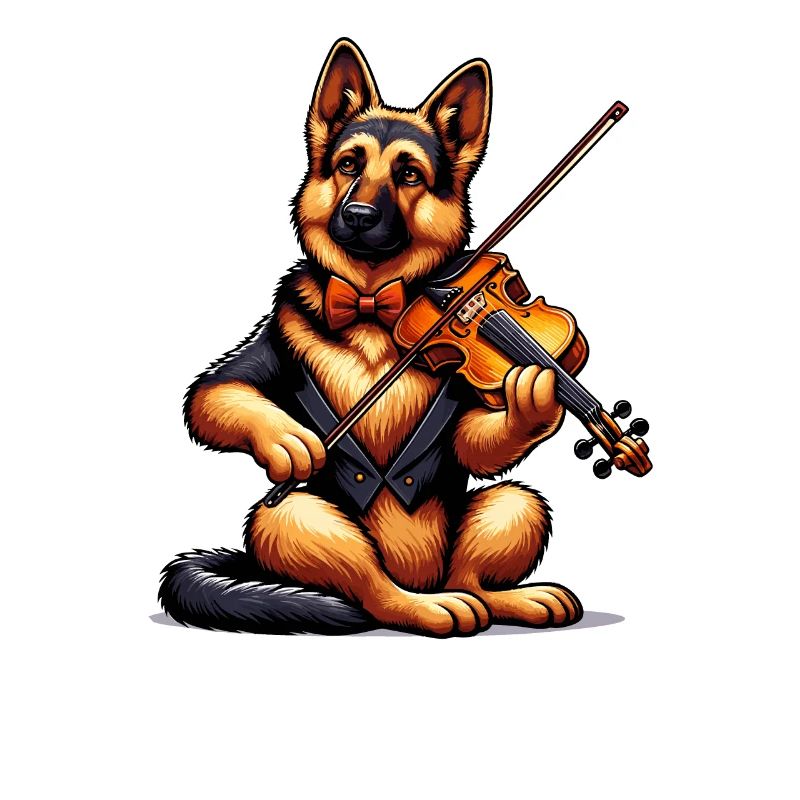 German Shepherd playing violin