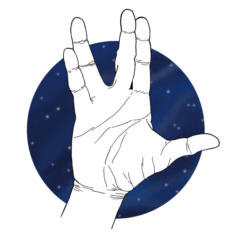 Hand Vulkaniergruß Sternenhimmel