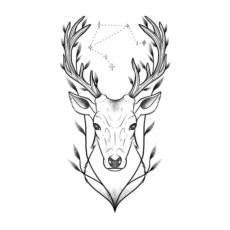 Deer dotwork and astro sign Libra