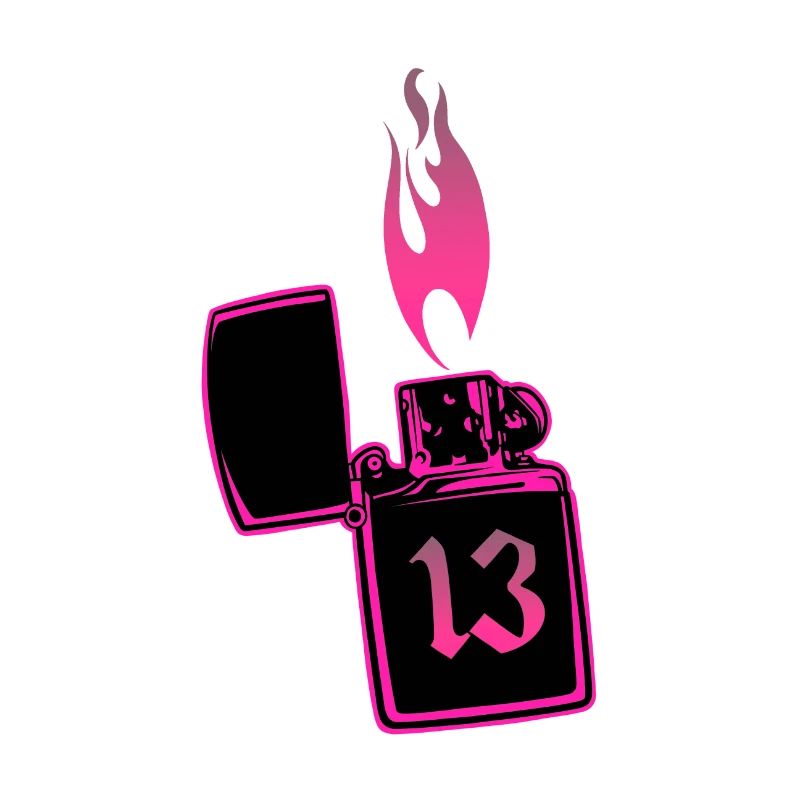 Lighter fire number 13 pink