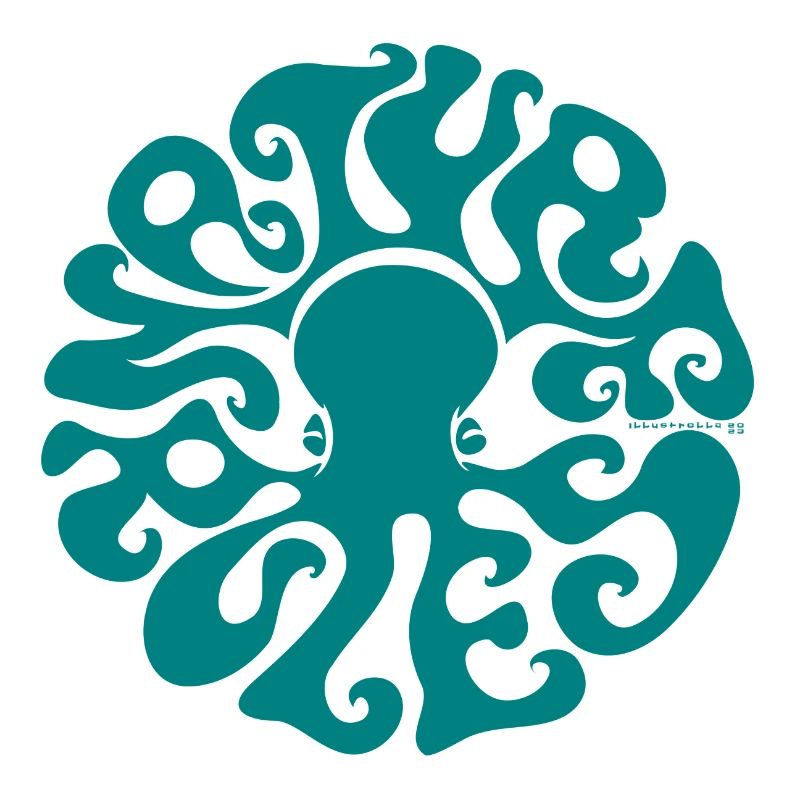 NATURE RULES! Psychedelic Octopus Sixties Turquoise