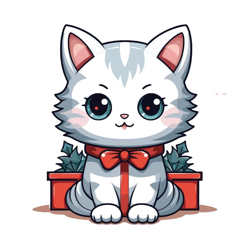 Design de Noël de chat - Style Kawaii