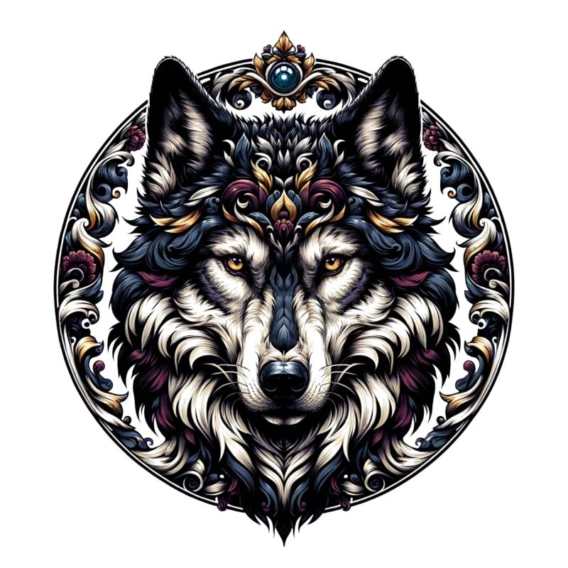 majestic wolf with frame