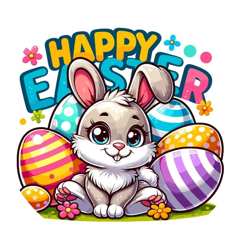 Joyeuses Pâques - Illustration de lapin de Pâques