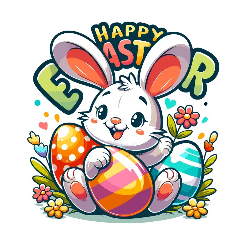 Joyeuses Pâques - Illustration de lapin de Pâques