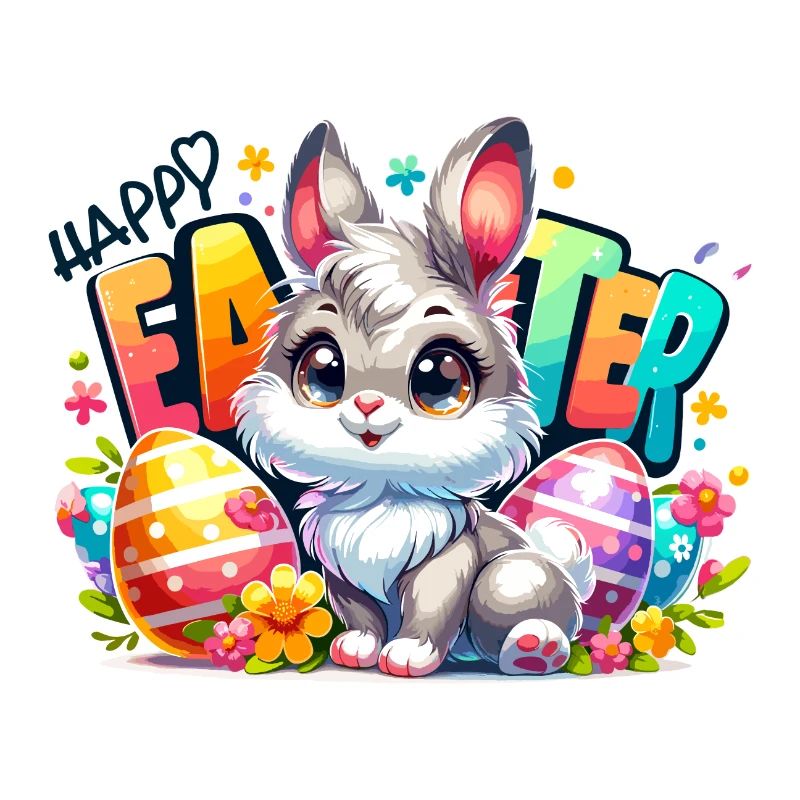 Joyeuses Pâques - Illustration de lapin de Pâques
