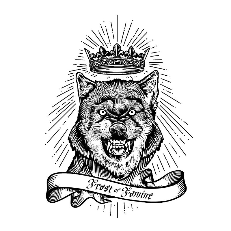 "Fest oder Hunger" gekrönter Wolf