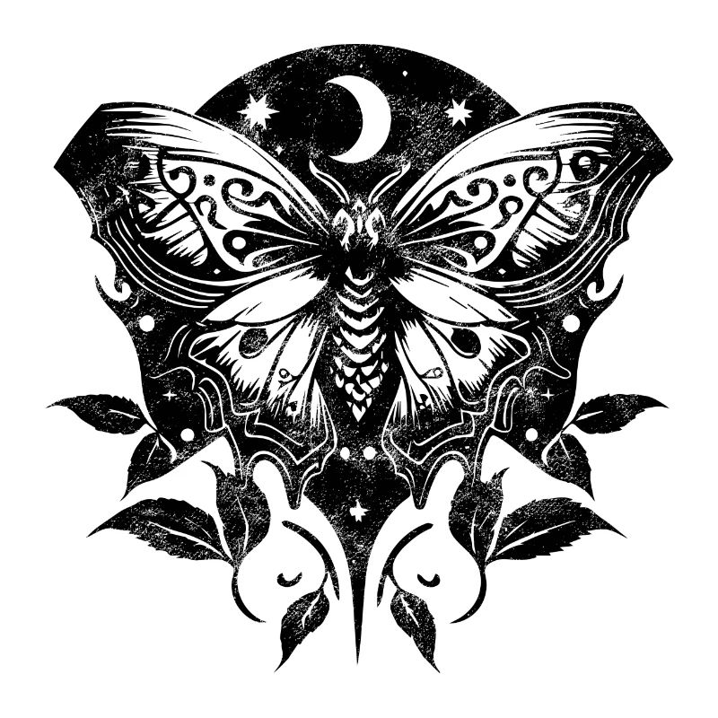 Moth, Moth, Moon, Vines, Gothic, Wicca